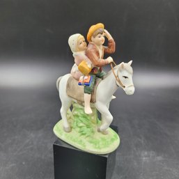 1983 Norman Rockwell Figurine - Off To School 2 Children On Horse