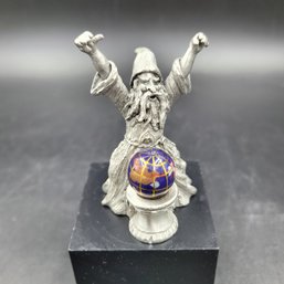 Spoontique Pewter Figurine - Wizard With World Globe - Signed