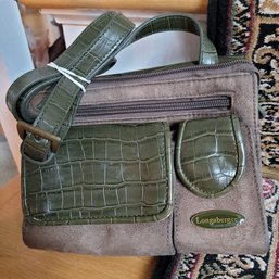 Vintage Green Leather Longaberger Shoulder Bag