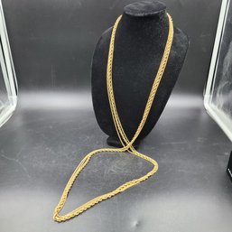 3 Strand Shiny Gold 54' Necklace By Monet - Signed