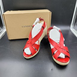 New In Box  Lands End Red Strap Sandals - Size 9.5M