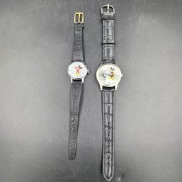 His And Hers Mickey Mouse Watches - Mens Quartz Ladies Is Manual - Both Keep Time