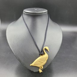 Gold Goose Pendant Cord Necklace By Lee Sands