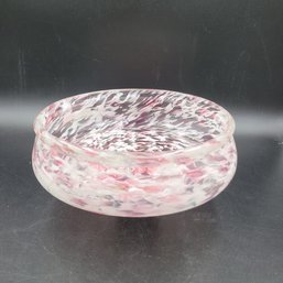 8' X 2.25' Pink And White Spatter Glass Bowl By Northwood .-.1890's