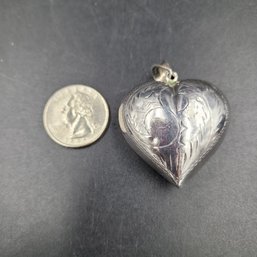 Large Silver Puffed Heart Pendant