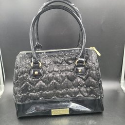 Large Betsey Johnson  Black Sequined Handbag
