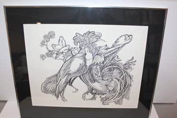 1989 Artist Signed Gorgeous Fantasy Print - Signature Not Legible - Style Of Arthur Rackham