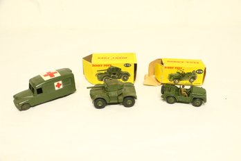 3 Vintage 'Dinky Toys' (Austin Champ , Armoured Car & Ambulance