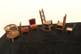 Group Of Antique Miniature Chairs - Salesman Samples ?