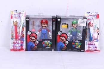 Super Mario Bros Movie ' Mario And Luigi ' Action Figures Plus Pez Candy Dispensers New In Boxes
