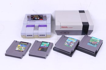 Group Of Nintendo And Super Nintendo Systems And Games