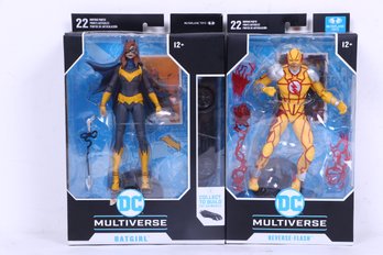 Two DC Multiverse Action Figures Reverse Flash And Batgirl New In Boxes