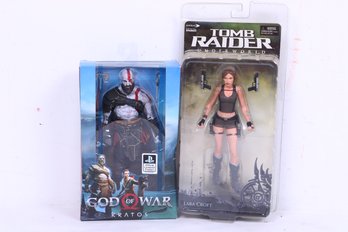 God Of War Kratos And Tomb Raider Underworld Lara Croft Action Figures New In Boxes