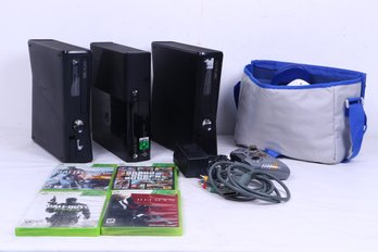 Group Of Three Xbox 360 Systems Games And Related Items