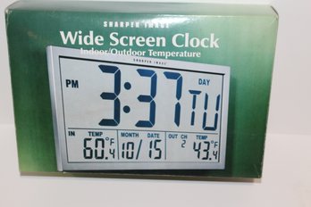 Sharper Image Wide Screen Clock And Indoor/outdoor Thermometer