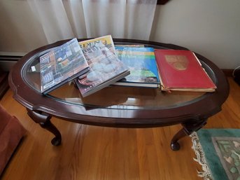Ethan Allen Glass Top Coffee Table With Books