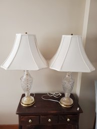 Pair Of Crystal Zajecar Made In Yugoslavia Table Lamps