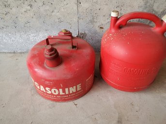Pair Of Gasoline Containers - One Metal One Plastic