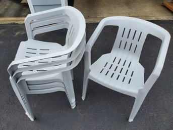 Group Of 4 Vinyl Patio Chairs - Gray Color