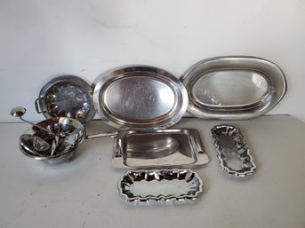 Group Of Stainless Steel Some Made In Italy Kitchen Accessories Trays, Etc