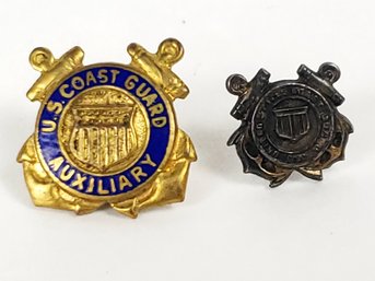 US Military Sterling Silve US Coast Guard 1790 Crossed Anchors Pin Screw Back