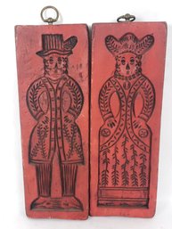 Pair Of Wood Carved Butter Molds