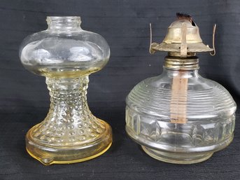 Pair Of Vintage Glass Oil Lamps