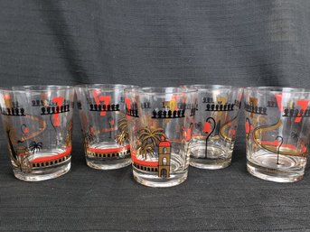 Set Of 5 Mid Century Rocks Glasses By Seven Brothers