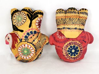 Embroidered Pair Of Indian  Hansa Figures