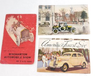 3 Antique Automobile Advertising Postcards