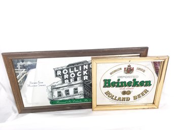 Heineken And Rolling Rock Beer Bar Mirrors