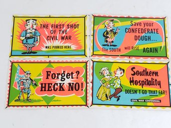 4 IMPKO Day Glo CIVIL WAR 1965 Postcard Lot  Self Sticking Vintage Stickers