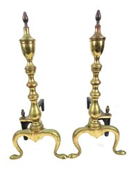 Regency Style Brass Andirons