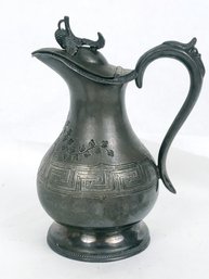 Antique Rogers Smith New Haven Pewter Covered Pitcher