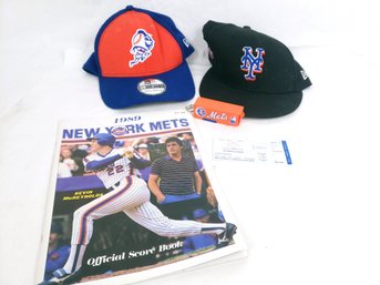 Mixed NY Mets Lot Including 1989 Scorecard Book And Ticket