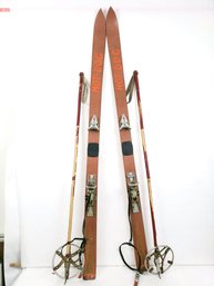 Vintage Wood Skis And Poles