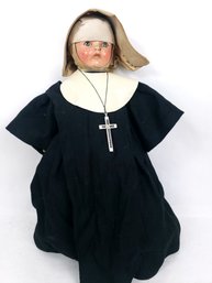 Antique 22' Nun Composition Doll With German Crucifix