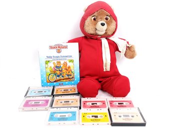 Teddy Ruxpin Bear In Flight Suit With Book And Tapes