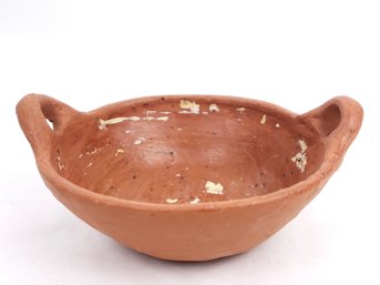 Vintage Redware Bowl With Handles