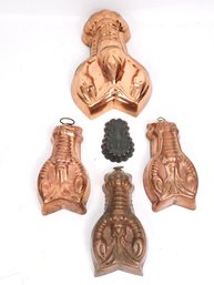 Group Of Copper Lobster Molds