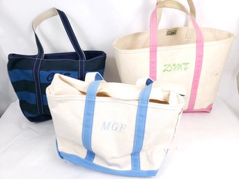 Group Of 3 Canvas LL Bean Tote Bags