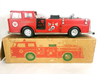 1960'S BUDDY L FIRE TRUCK TOY 24' TEXACO FIRE CHIEF In BOX