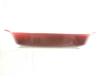 Like New Le Creuset #36 14' Red  Enameled Cast Iron Au Gratin Oval Baking Dish