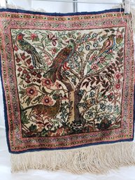 Vintage Persian Qum Hand Knotted Silk Rug With Tree Of Life Animals Fine Woven 16' X 16'