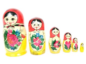 Russian Semenov Nesting Doll Matryoshka 6 Pcs. Hand Painted In Russia 5.5''