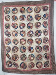 Beautiful Vintage  Bulls Eye Quilt 69x51 Hand Tied