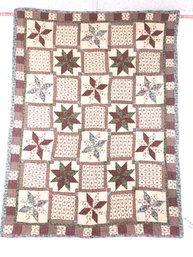 Vintage  8-Point Star Patchwork Quilt Hand Sewn 50' X 37'