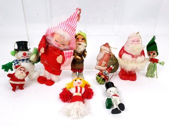 Mixed Vintage Christmas Ornament Lot, Santa, And More