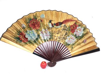 Oversized Hand Painted Chinese Fan Wall Decor