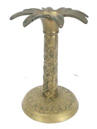 Nice Palm Tree Brass Candlestick Holder